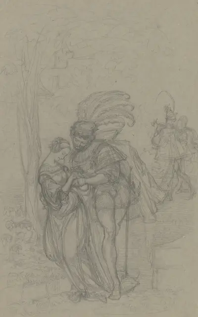 Faust och Gretchen, i bakgrunden Marthe och Mephisto av Ferdinand Fellner