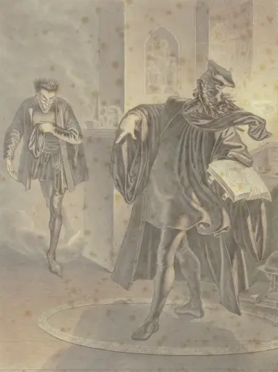 Faust zwingt Mephisto in den Zauberkreis av Ferdinand Fellner