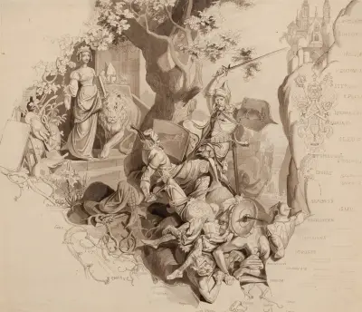 Heraldisk allegori eller studie till Ludvig II:s mausoleum av Ferdinand Fellner