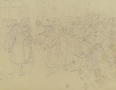 Kejsar Maximilian håller Albrecht Dürer stegen av Ferdinand Fellner