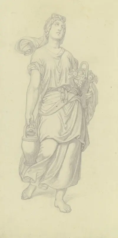 Mädchen mit Fruchtkorb und Wasserkrug von Ferdinand Fellner