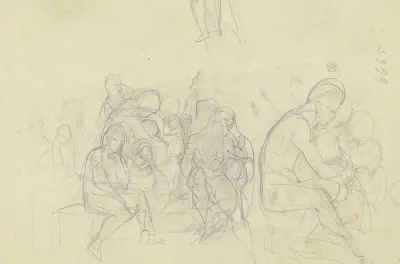 Sittande grupp figurer av Ferdinand Fellner