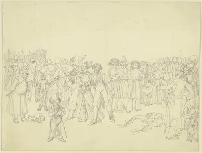 Promenad i Hofgarten i München (Münchener Karikatyrer) av Ferdinand Fellner