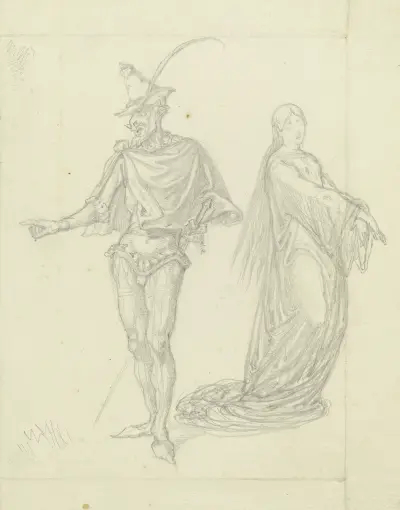 Studieblad; Mefisto samt Lady Macbeth eller Gretchen av Ferdinand Fellner