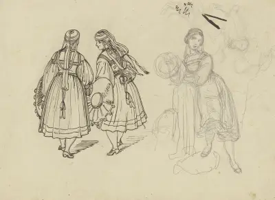 Three Black Forest girls av Ferdinand Fellner