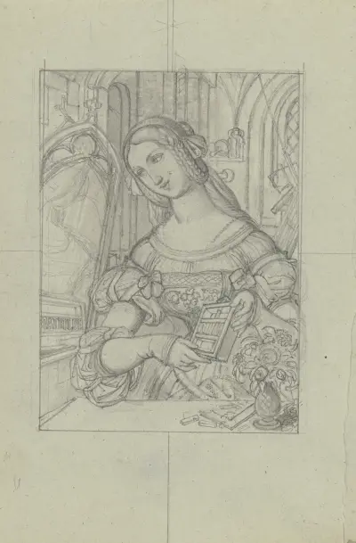 Weibliche Halbfigur (Entwurf für Almanachsbilder) von Ferdinand Fellner
