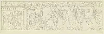 Zeichnung nach dem Bildteppich von Bayeux – Nr. 8 von Ferdinand Fellner