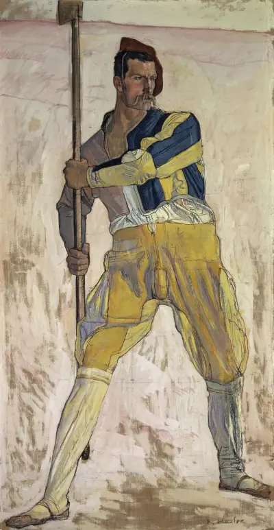 Warrior with halberd av Ferdinand Hodler