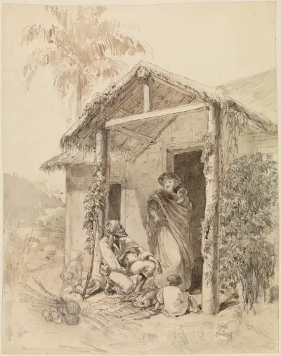 Eingeborenenhütte in Brasilien von Ferdinand Keller