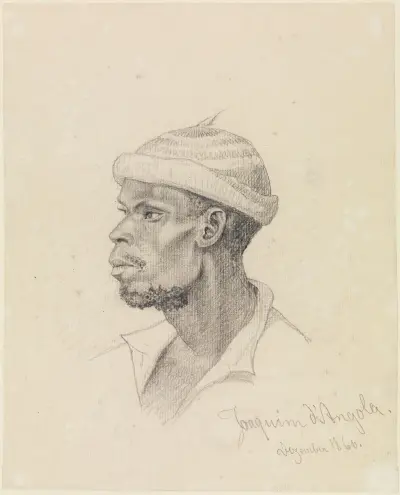 Kopfstudie des Joaquim d’Angola, im Profil nach links gewendet av Ferdinand Keller