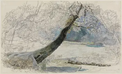 Landskap vid sjöstranden av Ferdinand Keller