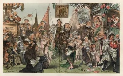 Clevelands intåg i Washington – 4 mars 1885 av Joseph Ferdinand Keppler