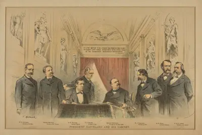 President Cleveland and his Cabinet. av Joseph Ferdinand Keppler