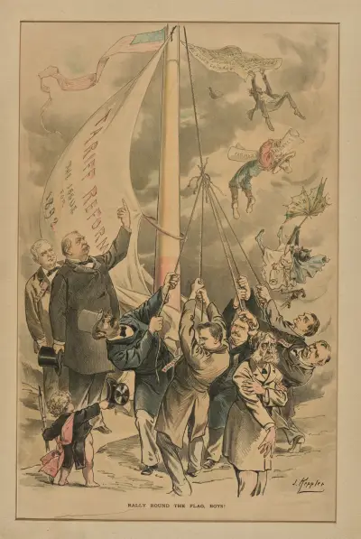 Rally round the flag, boys!. av Joseph Ferdinand Keppler