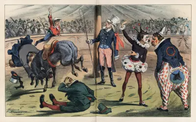 The greatest show on earth – ‘who can ride the mule’ av Joseph Ferdinand Keppler