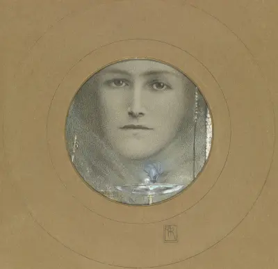 Brown Eyes and a Blue Flower, 1905 – nr 1 av Fernand Khnopff
