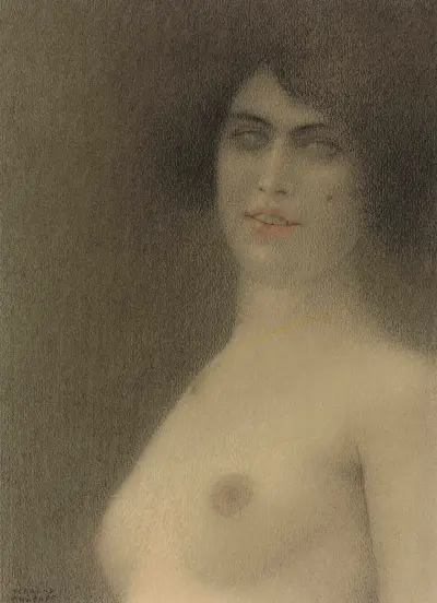 Des cheveux noirs (L’Ange du mal) av Fernand Khnopff