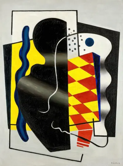 Komposition med schackbräde (gul och svart komposition) av Fernand Léger