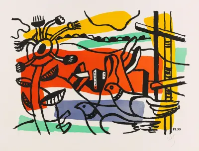 Komposition med två fåglar av Fernand Léger