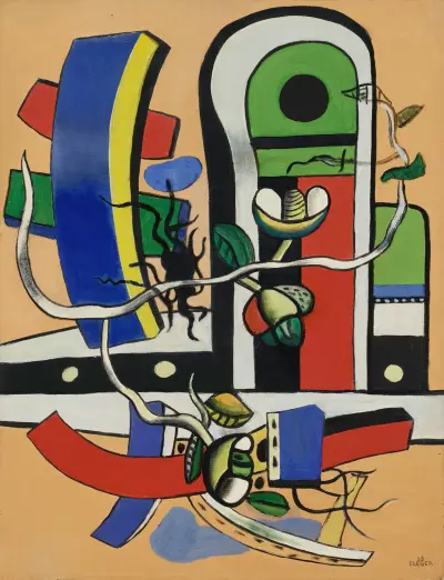 Komposition med tre blommor av Fernand Léger
