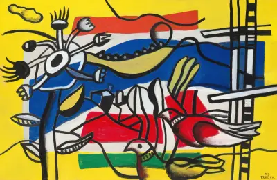 Deux oiseaux et une fleur av Fernand Léger