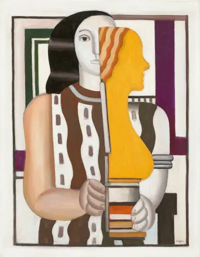 Kvinna med statyett av Fernand Léger