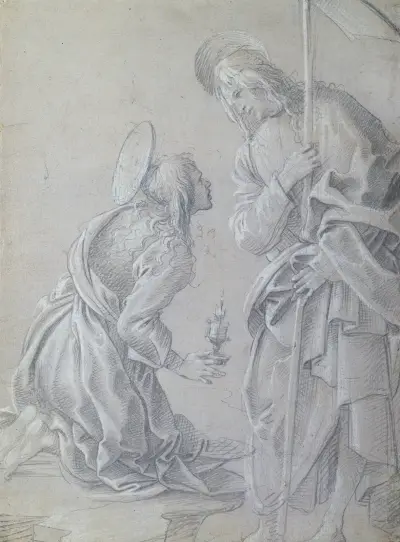 Kneeling Saint Mary Magdalene and Standing Christ av Filippino Lippi