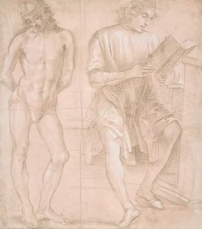 Standing Youth with Hands Behind His Back, and a Seated Youth Reading av Filippino Lippi