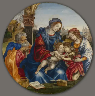 The Holy Family with Saint John the Baptist and Saint Margaret av Filippino Lippi