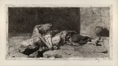 Arab Watching Over the Body of a Friend av Mariano Fortuny Marsal