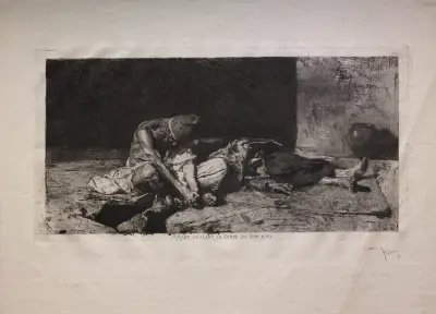 Arab Watching over the Body of His Friend av Mariano Fortuny Marsal