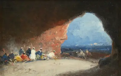 Araber i en grotta vid havet av Mariano Fortuny Marsal