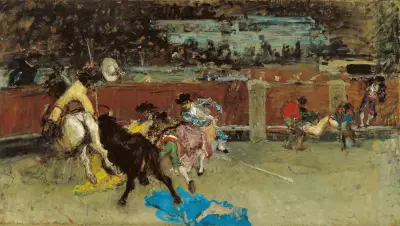 Tjurfäktning. Skadad picador av Mariano Fortuny Marsal