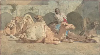 Kamelor vilande, Tanger av Mariano Fortuny Marsal