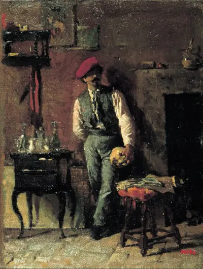 Porträtt av målaren Joaquim Agrassot av Mariano Fortuny Marsal
