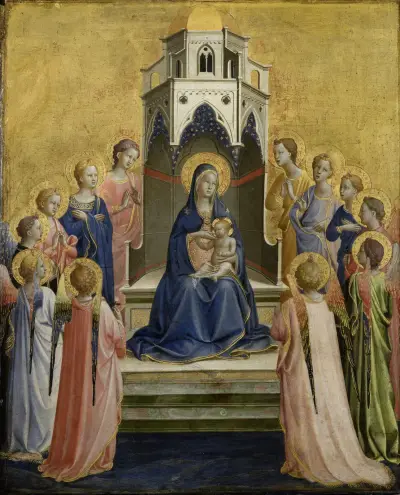Madonna and Child Enthroned and Twelve Angels av Fra Angelico