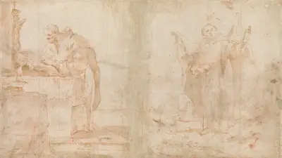 Präst som firar mässa och Vincent Ferrer som predikar av Francesco Guardi