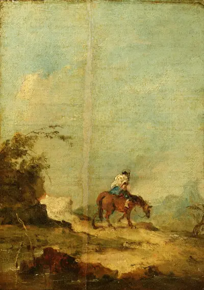 A rider in a landscape av Francesco Guardi