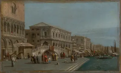 Utsikt mot Molo och Riva degli Schiavoni i Venedig av Francesco Guardi