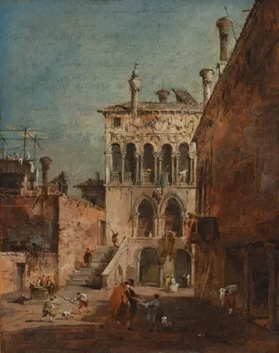 Arkitektonisk capriccio med en campiello av Francesco Guardi