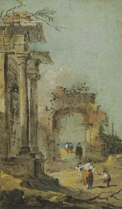 Capriccio Of Architectural Ruins And Figures av Francesco Guardi