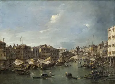 Grand Canal with the Rialto Bridge,Venice (probably c. 1780) av Francesco Guardi