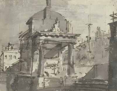 Monument på en plats av Francesco Guardi
