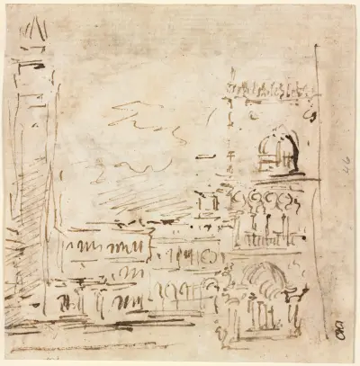 Piazza San Marco med Dogepalatset av Francesco Guardi