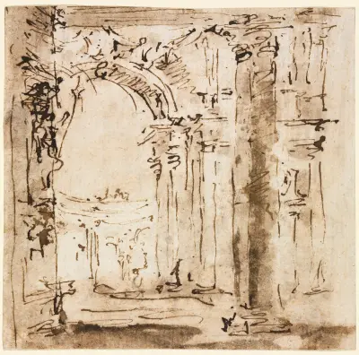 Skiss av Villa Pisanis labyrint av Francesco Guardi