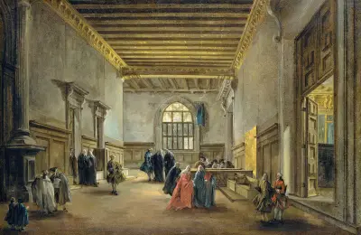 Förrummet till Sala del Maggior Consiglio av Francesco Guardi