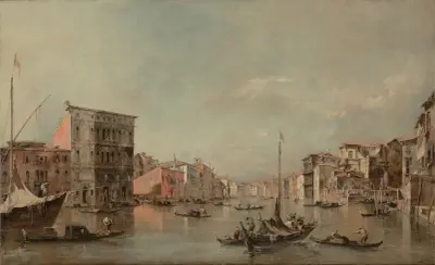 The Grand Canal in Venice with Palazzo Bembo av Francesco Guardi
