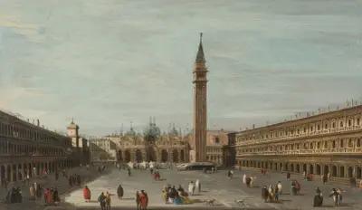 Piazzan i Venedig, vy mot öster av Francesco Guardi