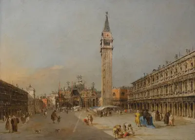 The Piazza San Marco With The Basilica And Campanile av Francesco Guardi