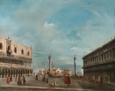 Piazzettan i Venedig mot San Giorgio Maggiore av Francesco Guardi
